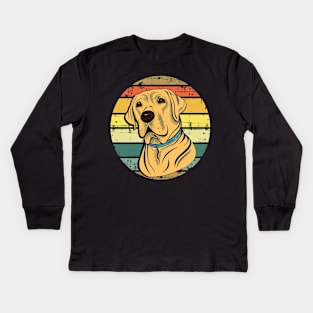 Retro Design Yellow Labrador Retriever Dog Kids Long Sleeve T-Shirt